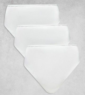 ASOS DESIGN Curve 3 pack microfibre high waist thong in white
