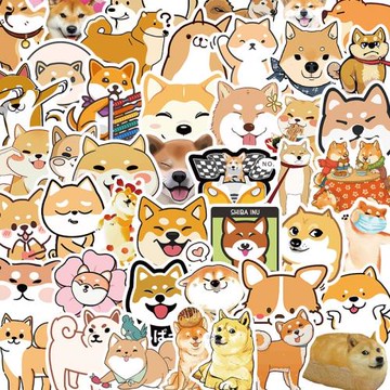 50張柴犬貼紙卡通貼畫裝飾手機殼ipad電腦筆記本行李箱防水