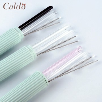 快速出貨🚚【真吸愛你】斜口玻璃吸管5件組(附刷+盒)【Caldo 卡朵生活】