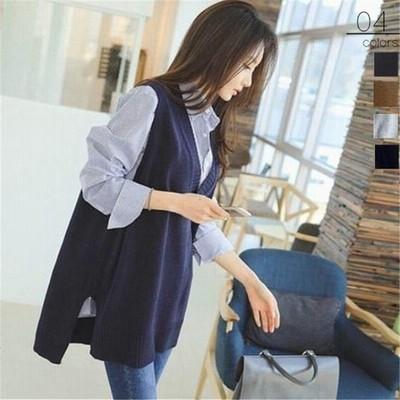 ニットベスト Vネックベスト ニットセーター プルオーバー レディースベスト 秋服 ノースリーブ トップス 無地セーター 通学 カジュアル 学院風 通販 Lineポイント最大get Lineショッピング