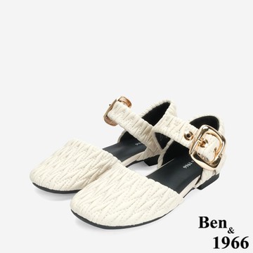 Ben&1966高級羊皮可愛雲朵涼鞋-米白(246352)