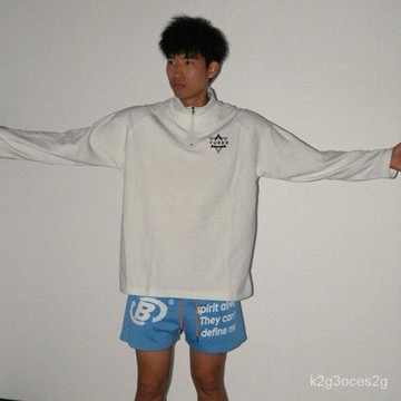 YUEKE原創衛衣 運動籃球長袖 美式立領上衣 半拉鏈長袖外套 設計感秋季外套男 長袖上衣 籃球上衣 休閒運動上衣