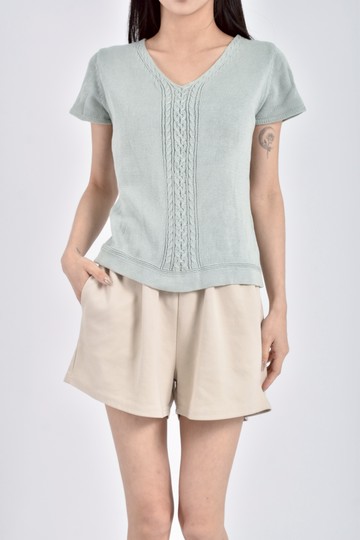 (S) joanV領綠色短袖上衣