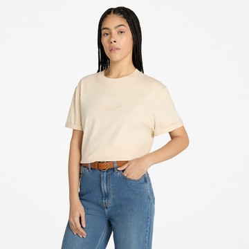 Timberland 女款象牙色寬版短袖T恤｜A424BEFL