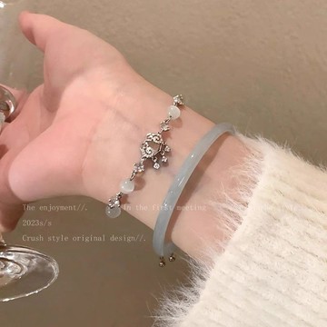 [清冷感] 平安鎖手鍊 貓眼石手環 手鍊 手環 手鍊女 閨蜜手鍊