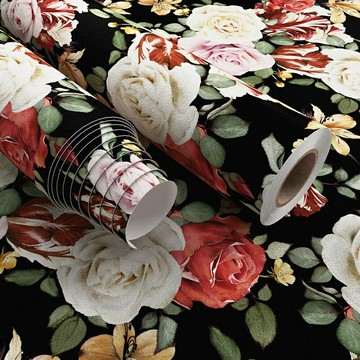 【防水自粘】中式牆紙 背景牆壁紙 客廳牆紙 臥室牆紙 電視背景牆 沙發背景牆 復古花卉圖案 環保無味 即撕即貼 免膠水