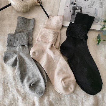 外貿棉日本訂單老人松口襪直角設計雙針純色不累腿彈性好黑色