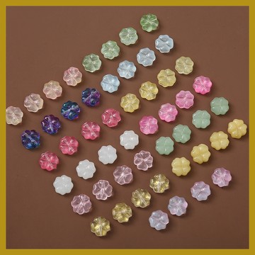 （50個/包）10mm琉璃四葉草 仿天然石花苞美甲 diy項鍊手鍊飾品配飾材料 串珠 串珠材料 串珠材料包 珠珠材料