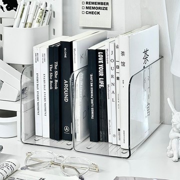 台灣現貨👑 透明收納盒 壓克力收納盒 書架 書桌置物架 書立架 桌面書擋 文件盒 書本收納 書本收納盒 Ins風 文件盒
