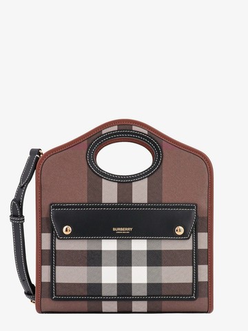 Coated canvas and leather handbag with burberry check motif - BURBERRY - gender_Woman