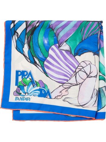 Prada - Fantasy 55 silk foulard - women - Silk - One Size - Blue