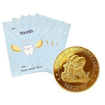 MangoBanana - 牙仙子收藏金幣5入組(粉袋款)-寶藏-贈牙仙子金幣蒐集卡-藍