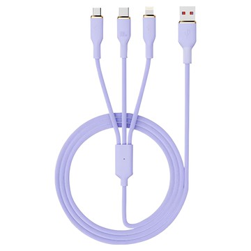 OMG 100W一拖三快充線 USB-Lightning/Micro USB/Type-C  1.5m  丁香紫  1條