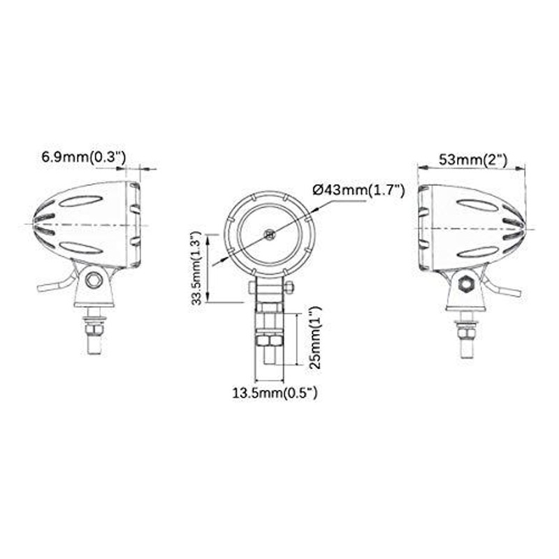 ミニサイズ LEDワークライト 丸形 バイク補助灯 5W フォグランプ