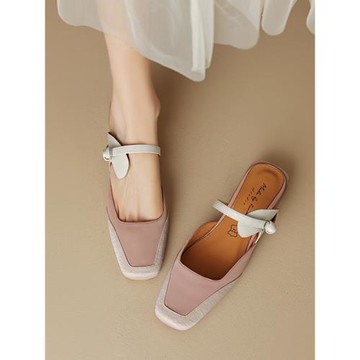 原野方頭穆勒半拖氣質網紅粗跟涼拖鞋單鞋子女外穿2025年夏季新款