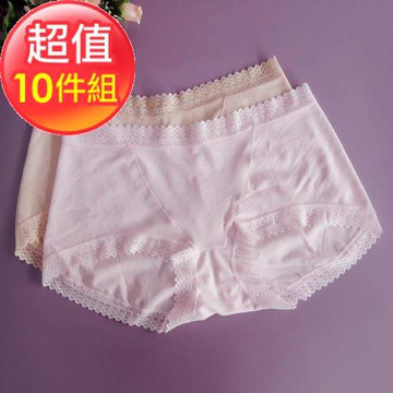 【蘇菲娜】緹花包臀蕾絲加大尺碼三角褲10件組(E318)