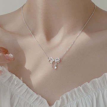 『限時免費刻字』【OCTOBER 16Th】S925純銀鑲鑽蝴蝶結項鍊鎖骨鍊＃CRY2020 開運 生日禮物 閨蜜禮物 情人節禮物 交換禮物 客製化禮物