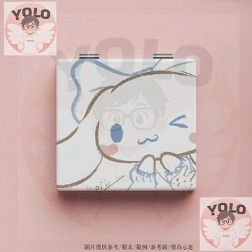 台灣-出貨🔥 卡通玉桂狗雙面折疊化妝鏡 PU 皮質 Ins 風 學生簡約便攜補妝鏡