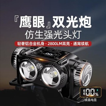 森強光頭燈充電超亮超長續航夜釣魚用登山徒步頭戴式感應燈