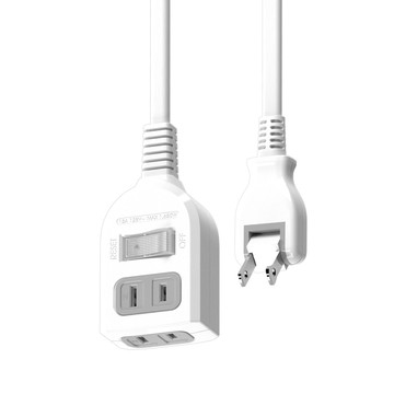 SUPERCELL 超電王 1開2插 2P延長線 180°轉向插頭 耐燃防火材質  0.9m  白色 + 灰色  1個