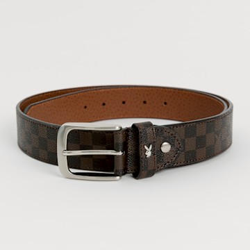 PLAYBOY - 格紋兔皮帶  皮帶系列 - 咖啡色