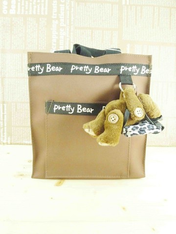 【震撼精品百貨】泰迪熊 Pretty Bear 提袋附熊玩偶- 咖啡色 (S) 震撼日式精品百貨