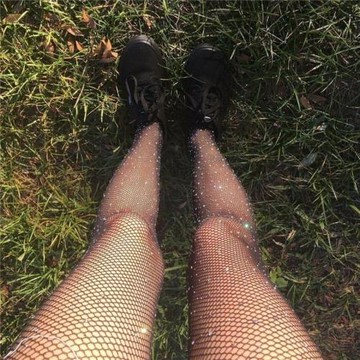 歐美2023歐美風ins網紅水鉆顯瘦修身網格打底褲百搭cos漁網襪辣妹