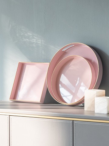 收獲小屋ins風北歐裝飾塑料茶具收納長方形圓形家用果盤杯子托盤