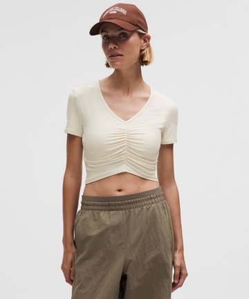 Ruched-Front V-Neck Short-Sleeve Shirt Size XL