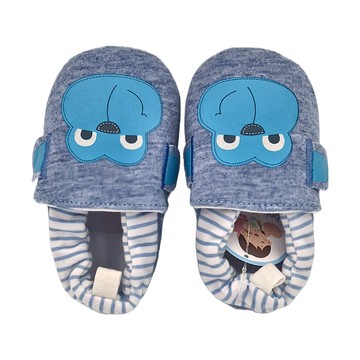 bebehome 手工防滑嬰兒學步鞋 輕量 彈力 耐磨 防磨腳  12cm  開心小猴 藍色  1雙