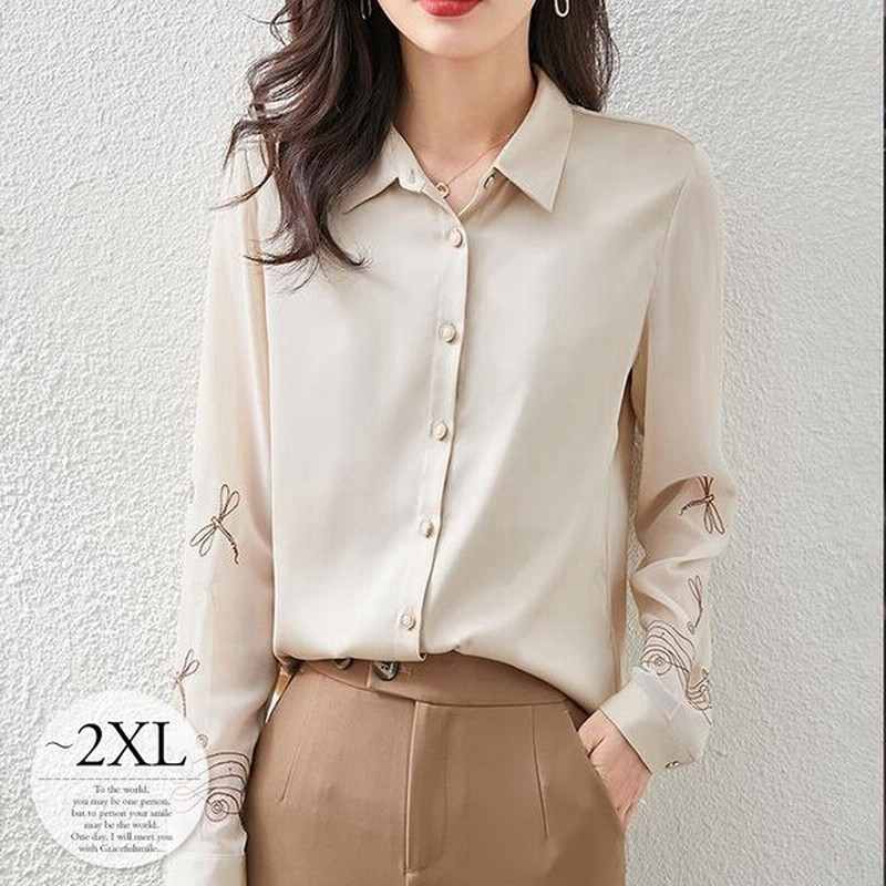 ブラウス チュニック シャツ トップス レディース 大きいサイズ 無地 ボタン 襟付き 上質 エレガント シック とんぼ プリント なめらか おしゃれ Rgk01 通販 Lineポイント最大0 5 Get Lineショッピング