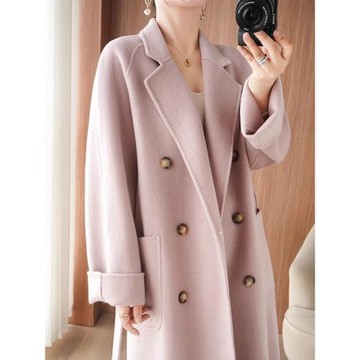 高端雙面羊絨大衣女25秋冬新款中長款過膝氣質100％羊毛呢子外套