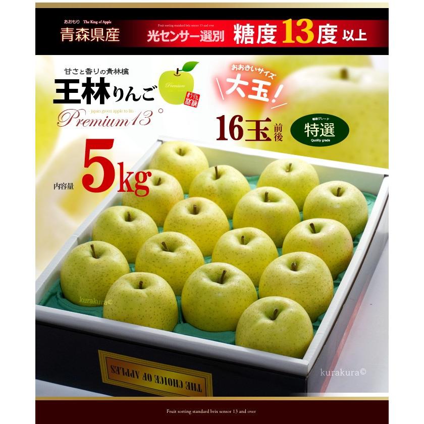 王林 プレミアム13 (約5kg) 青森産 特選 りんご リンゴ 林檎 王林りんご 青りんご 青リンゴ apple ringo 食品 フルーツ 果物 りんご お歳暮 ギフト 贈答 お供え