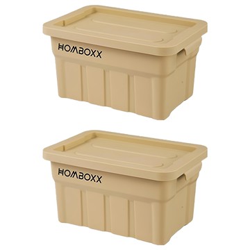 工業風高荷重附蓋收納箱 小型款 2L  卡其黃  2個  20.5 x 14 x 11cm