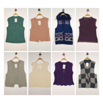 古著復古外單日系學院風軟妹百搭秋冬手工織粗線外搭羊毛背心馬甲