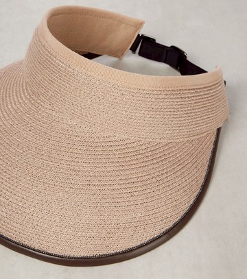 Brunello Cucinelli Leather-trimmed raffia visor