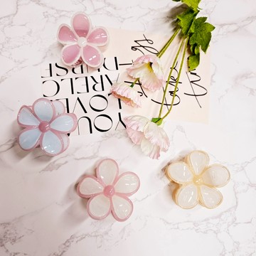果凍花朵抓夾7cm（淺彩混）