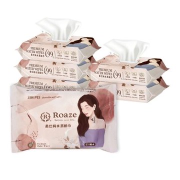【Roaze柔仕】純水濕紙巾15抽 X 5 包(袋)