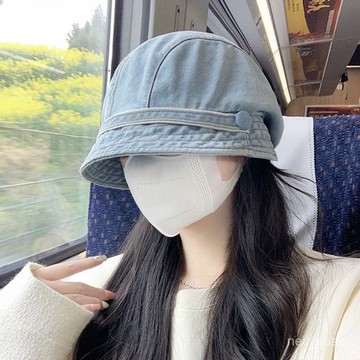 【限時特賣】帽子女 女生帽子 帽子女款2024新款復古牛仔漁夫帽春夏時尚韓係貝雷帽顯臉堆堆