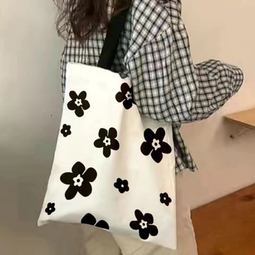 🔥新款🔥韓國日係文藝購物女單肩帆布包時尚手提帆布袋大容量 帆布託特包 通懃包包女 簡約百搭 時尚手提包 POAK