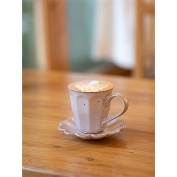 伍杯融白180ML日式粗陶手沖咖啡杯碟手工掛耳陶瓷杯復古