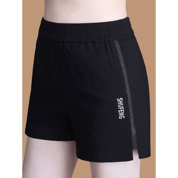 運動短褲女夏季大碼寬松薄款四分褲中年媽媽夏裝松緊腰冰絲褲外穿