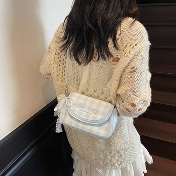 女包 斜挎包 手提包 輕奢小衆包包女 新款百搭斜挎包精緻洋氣斜挎包女新款超火小衆格子百搭手提包外出時尚通勤小方包