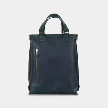 綠色復古皮革兩用包 - 皮革背包與肩背包