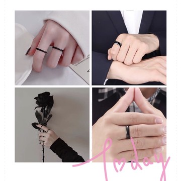 Nick House⚜️🚀 鈦鋼 黑色 圓弧 戒指女生 戒指男 對戒 細戒 寬戒 情侶戒指