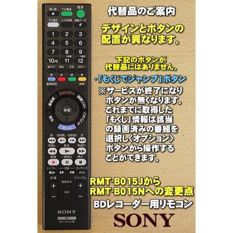 在庫あり！】 RMT-B015N 149354011 ソニー BDレコーダー 用の リモコン