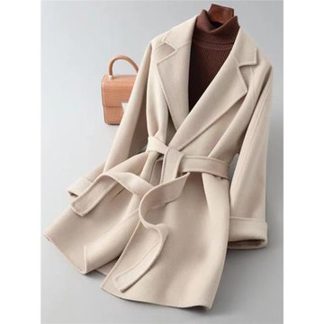 高級感毛呢外套女2025新款爆款秋冬大碼胖mm中長款收腰雙面呢大衣