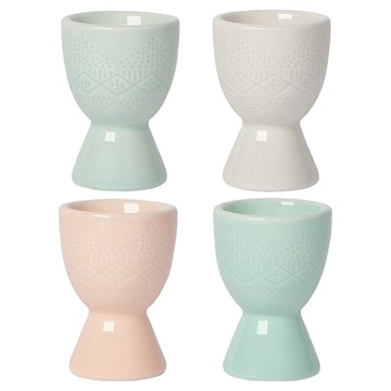 NOW 刻紋石陶蛋杯  4個  圖騰