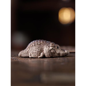 宜興紫砂小鱷魚茶寵擺件精品茶具茶盤可養招財手工茶玩茶臺裝飾品