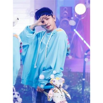 boynextdoor同款藍色衛衣女2025年秋冬季連帽上衣外套情侶裝外套